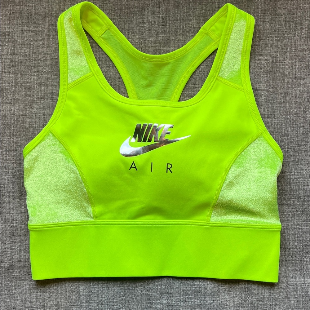 Neon Yellow Nike Air Dri-Fit Sports Bra Top Running Athletic XS